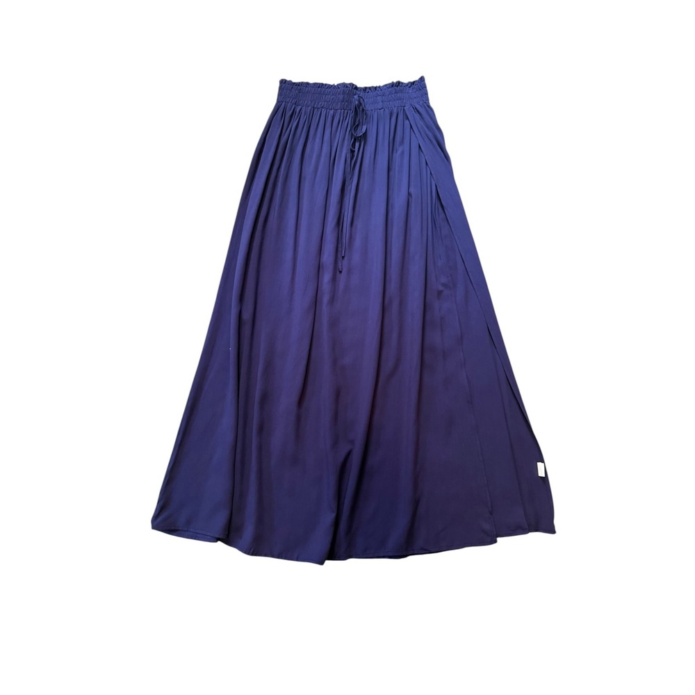 Cupshe Navy Blue Smocked Waist Maxi Skirt Side Slit M CAA02B4D007UU NEW